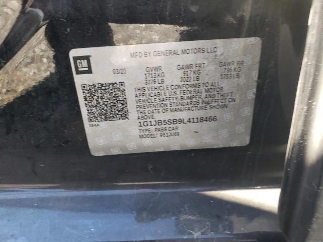 1G1JB5SB9L4118466 - 2020 CHEVROLET SONIC LS BLACK photo 10