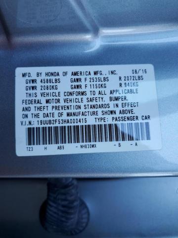 19UUB2F53HA000415 - 2017 ACURA TLX TECH SILVER photo 10