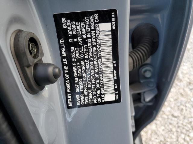 SHHFK7H44LU220850 - 2020 HONDA CIVIC SPOR GRAY photo 10