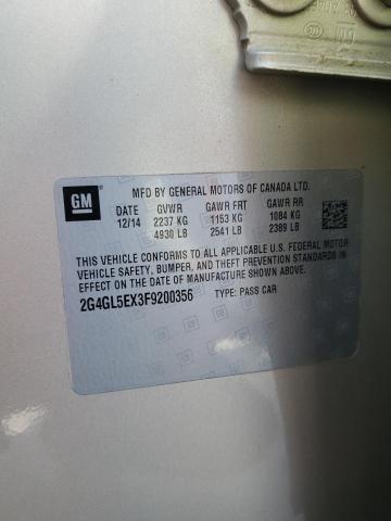 2G4GL5EX3F9200356 - 2015 BUICK REGAL 金色 照片 10