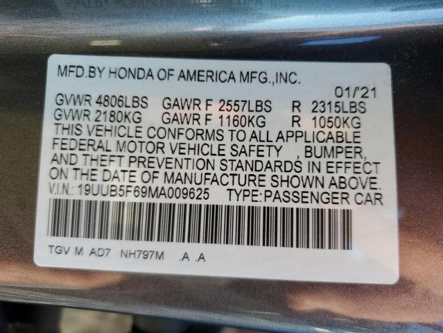 19UUB5F69MA009625 - 2021 ACURA TLX ADVANC BLACK photo 10