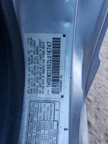 1HGEM22952L016747 - 2002 HONDA CIVIC EX SILVER photo 10