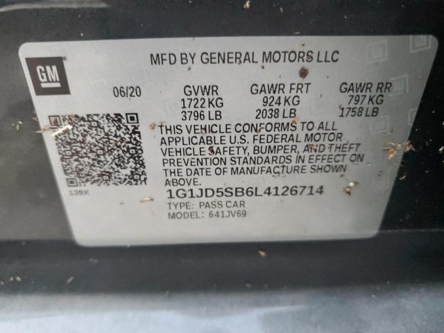 1G1JD5SB6L4126714 - 2020 CHEVROLET SONIC LS GRAY photo 10