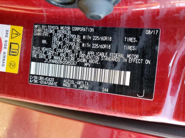 JTJYARBZ8H2085067 - 2017 LEXUS NX 200T BA RED photo 10