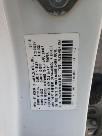 1HGCR2F80HA089877 - 2017 HONDA ACCORD EXL WHITE photo 10