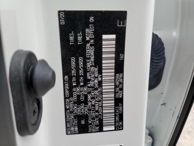 JTJHZKFAXL2027135 - 2020 LEXUS RX 350 L WHITE photo 10