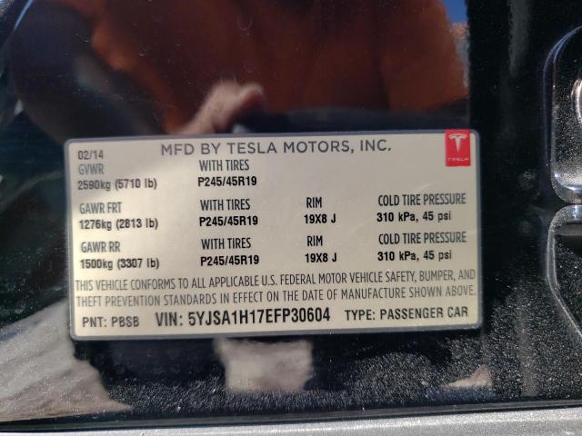5YJSA1H17EFP30604 - 2014 TESLA MODEL S შავი ფოტო 10