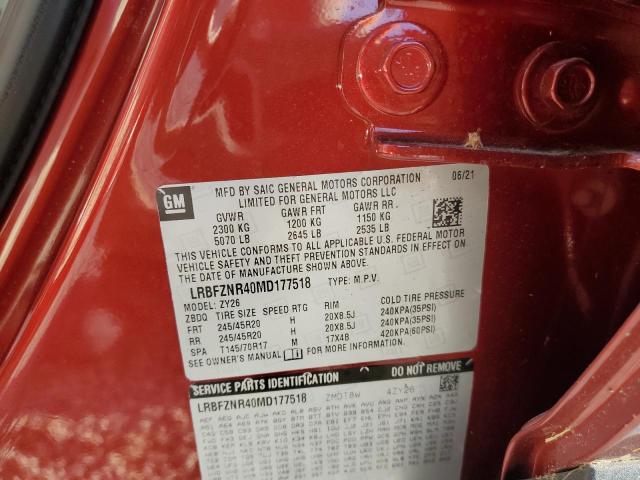 LRBFZNR40MD177518 - 2021 BUICK ENVISION E MAROON photo 10