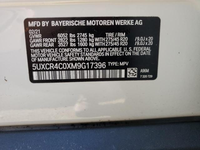 5UXCR4C0XM9G17396 - 2021 BMW X5 SDRIVE WHITE photo 10