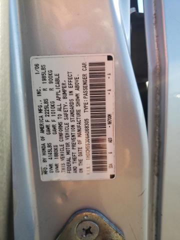 1HGCM55306A068305 - 2006 HONDA ACCORD SE SILVER photo 10