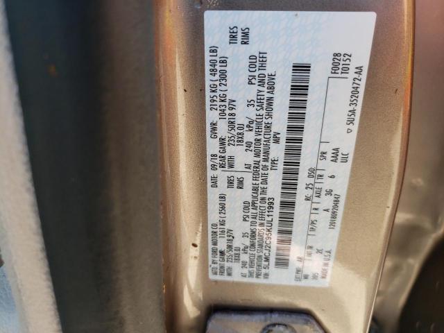 5LMCJ2C95KUL11993 - 2019 LINCOLN MKC SELECT 米色 照片 10