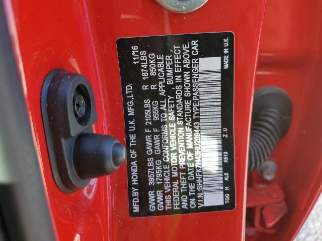 SHHFK7H43HU209443 - 2017 HONDA CIVIC SPOR RED photo 10
