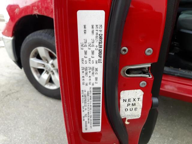 1C6RR7GP8DS651323 - 2013 DODGE 1500 SLT RED photo 10