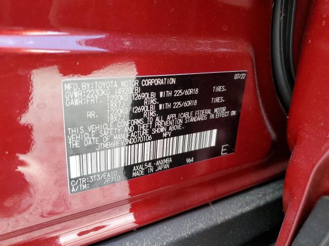 JTMB6RFV3ND070106 - 2022 TOYOTA RAV4 XLE P RED photo 10