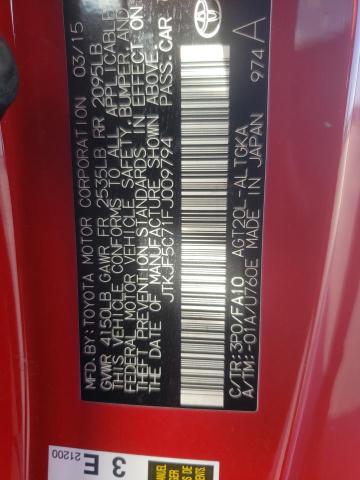 JTKJF5C71FJ009794 - 2015 TOYOTA SCION TC წითელი ფოტო 10