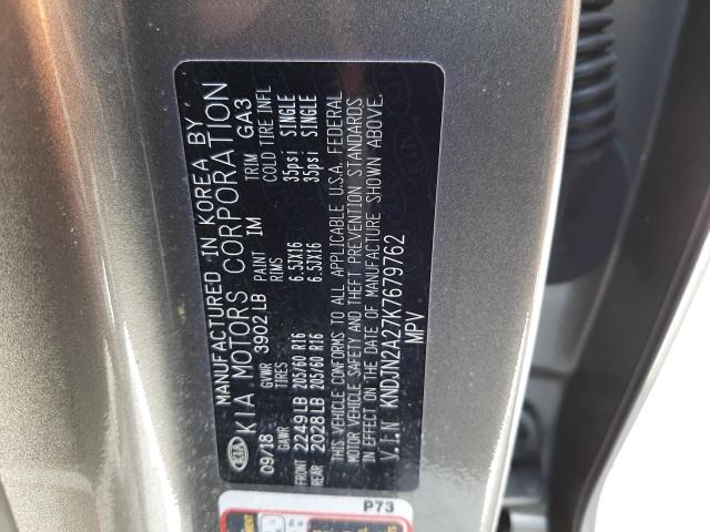 KNDJN2A27K7679762 - 2019 KIA SOUL GRAY photo 10