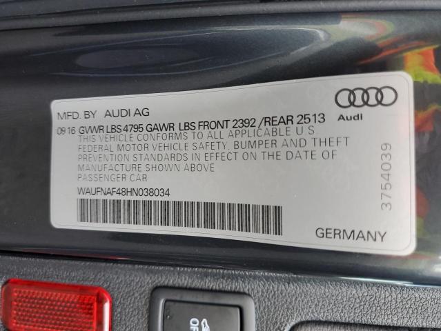 WAUFNAF48HN038034 - 2017 AUDI A4 PRESTIG GRAY photo 10