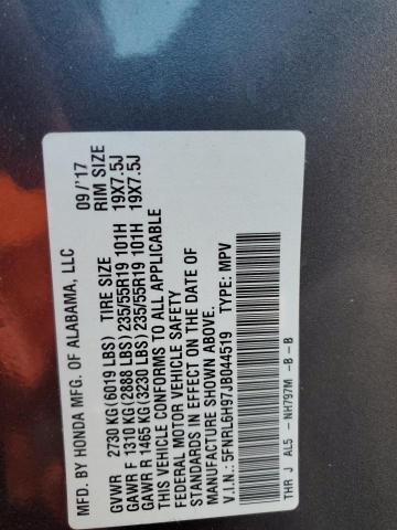 5FNRL6H97JB044519 - 2018 HONDA ODYSSEY ELITE  foto 10