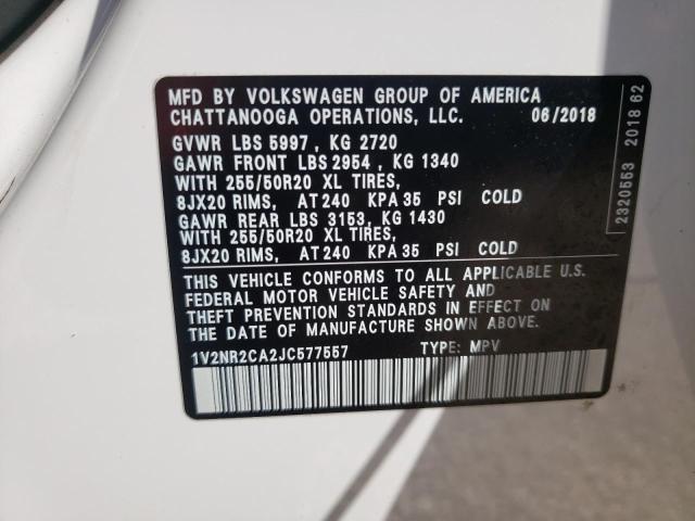1V2NR2CA2JC577557 - 2018 VOLKSWAGEN ATLAS SEL Ağ foto 10