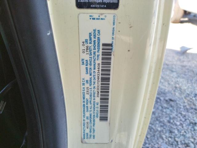 3VWCD31Y24M334408 - 2004 VOLKSWAGEN NEW BEETLE 黄色 照片 10