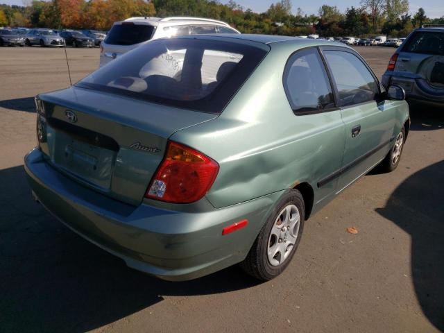 KMHCF35C54U310218 - 2004 HYUNDAI ACCENT GREEN photo 4