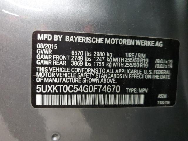 5UXKT0C54G0F74670 - 2016 BMW X5 XDR40E GRAY photo 10