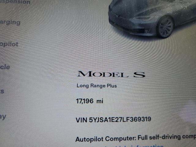 5YJSA1E27LF369319 - 2020 TESLA MODEL S Գրաֆիտ լուսանկար 10