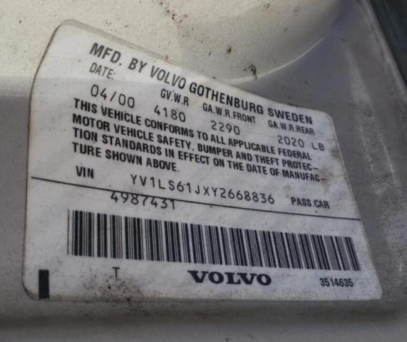 YV1LS61JXY2668836 - 2000 VOLVO S70 BASE SILVER photo 10