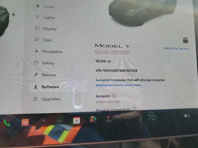 7SAYGDEF9NF307228 - 2022 TESLA MODEL Y أسود صورة 8