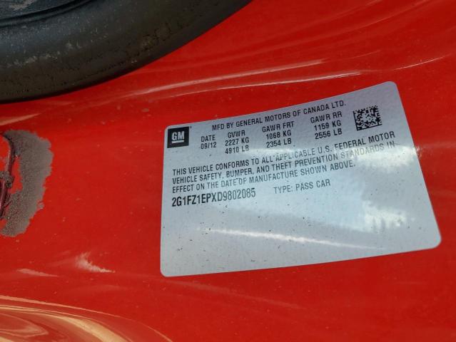 2G1FZ1EPXD9802085 - 2013 CHEVROLET CAMARO ZL1 红色 照片 10