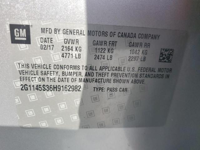 2G1145S36H9162982 - 2017 CHEVROLET IMPALA PRE ვერცხლისფერი ფოტო 10