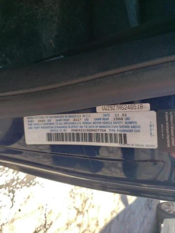 3VWCK21C92M427704 - 2002 VOLKSWAGEN NEW BEETLE 蓝色 照片 10