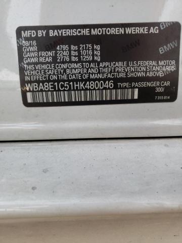 WBA8E1C51HK480046 - 2017 BMW 330E WHITE photo 10