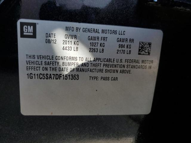 1G11C5SA7DF151363 - 2013 CHEVROLET MALIBU 1LT 黑色 照片 10