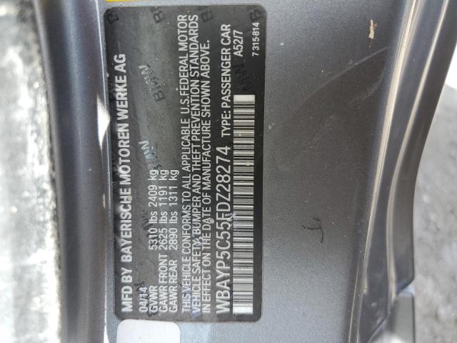 WBAYP5C55FDZ28274 - 2015 BMW 640 XI GRAY photo 10