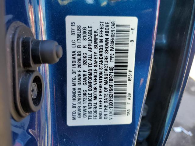 19XFB2F96FE097145 - 2015 HONDA CIVIC EXL Mavi foto 10