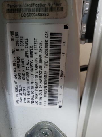 1HGCP36818A036682 - 2008 HONDA ACCORD EXL WHITE photo 10