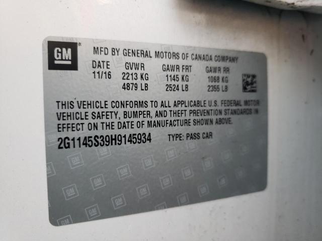 2G1145S39H9145934 - 2017 CHEVROLET IMPALA PRE თეთრი ფოტო 10