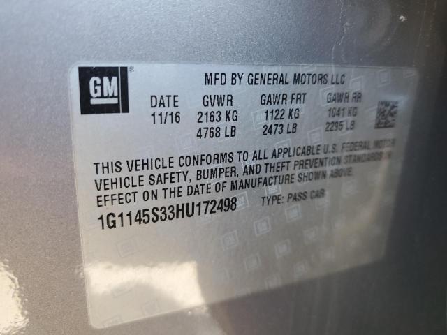 1G1145S33HU172498 - 2017 CHEVROLET IMPALA PRE თაფლისფერი ფოტო 10