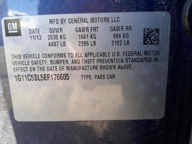 1G11C5SL5EF176605 - 2014 CHEVROLET MALIBU 1LT 蓝色 照片 10