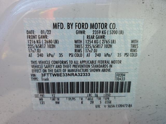 3FTTW8E33NRA32333 - 2022 FORD MAVERICK X TWO TONE photo 10