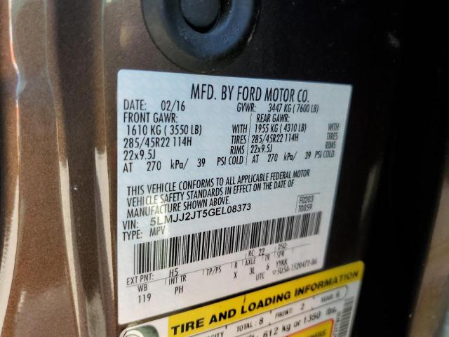 5LMJJ2JT5GEL08373 - 2016 LINCOLN NAVIGATOR 棕色 照片 10