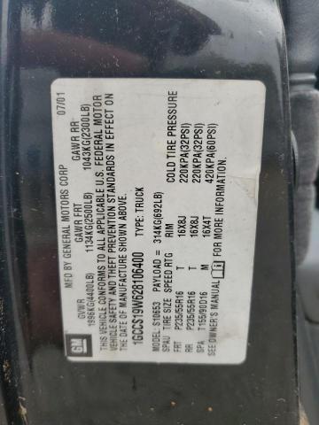 1GCCS19W628106400 - 2002 CHEVROLET S TRUCK S1 BLACK photo 10