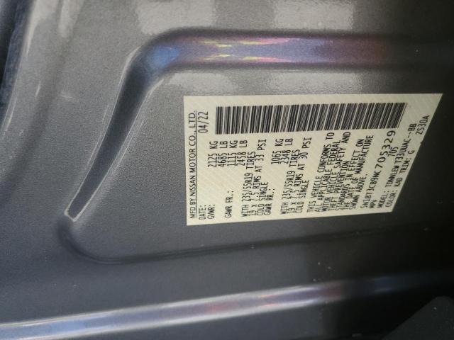 5N1BT3CB9NC705329 - 2022 NISSAN ROGUE SL CHARCOAL photo 10