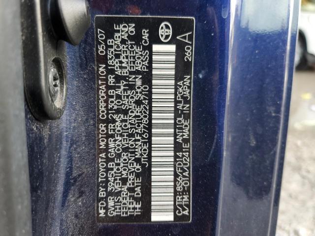 JTKDE167780224710 - 2008 TOYOTA SCION TC ლურჯი ფოტო 10