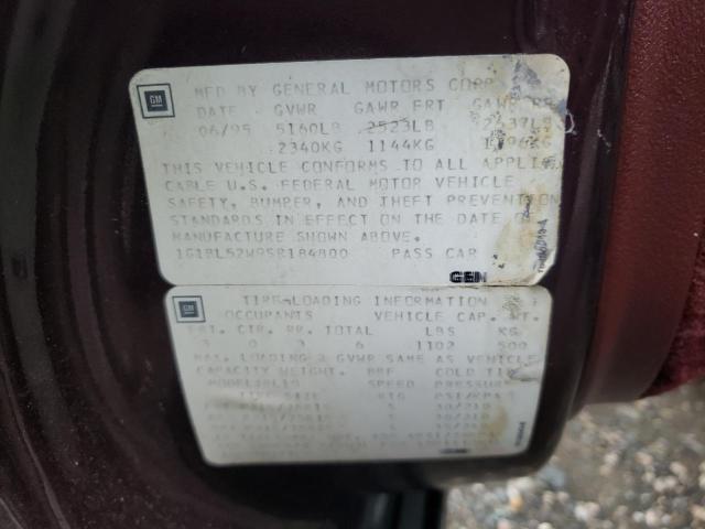 1G1BL52W9SR184800 - 1995 CHEVROLET CAPRICE CL ბურგუნდია ფოტო 10