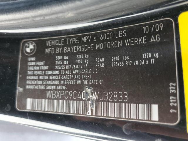 WBXPC9C40AWJ32833 - 2010 BMW X3 XDRIVE3 BLACK photo 10