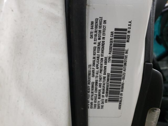 4S3BG6850X7660502 - 1999 SUBARU LEGACY OUT WHITE photo 10