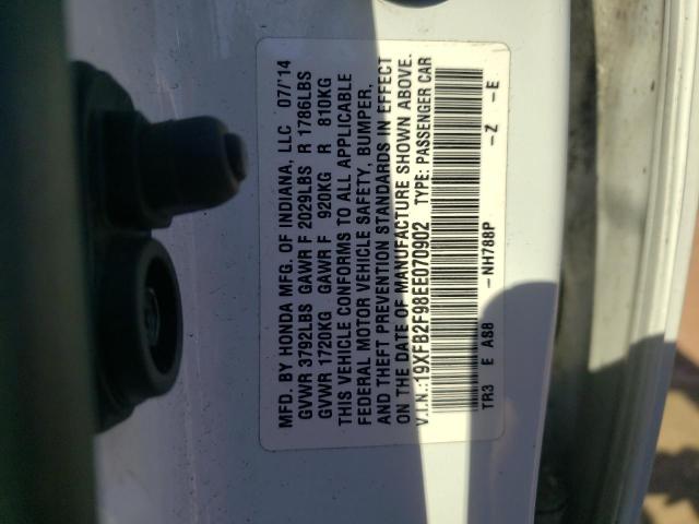 19XFB2F98EE070902 - 2014 HONDA CIVIC EXL 白色 照片 10