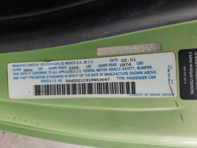 3VWDD21C91M463647 - 2001 VOLKSWAGEN NEW BEETLE 绿色 照片 10